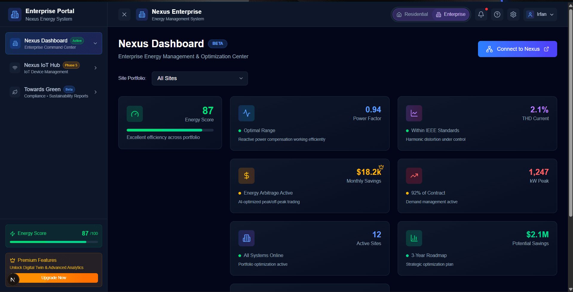 Nexus Enterprise Dashboard - Energy Management System